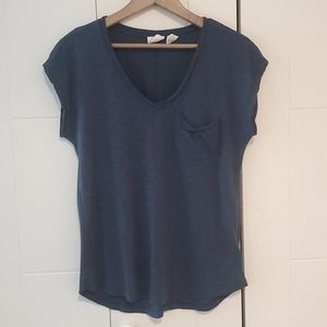 Blue C&C V-Neck Tee Shirt with pocket